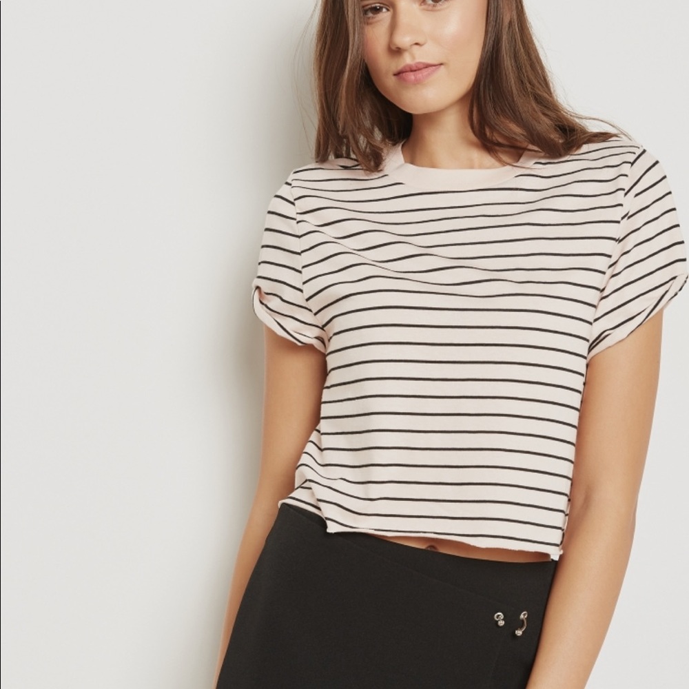 TOPSHOP Striped cropped T-Shirt